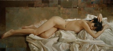 Desnudo Painting - Chica china agachada desnuda